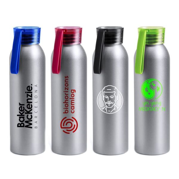 Bidón de 650 ml plateado TUPI con tapón color