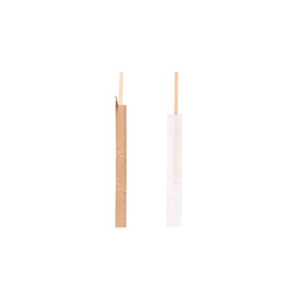 Agitador de café de madera 14 cm enfundado