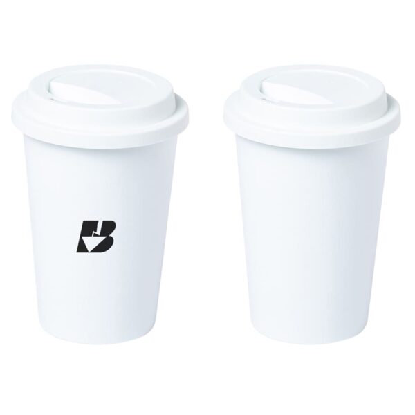 Bicchiere bianco riusabile 450 ml coperchio in PLA PLACUP, 450ml