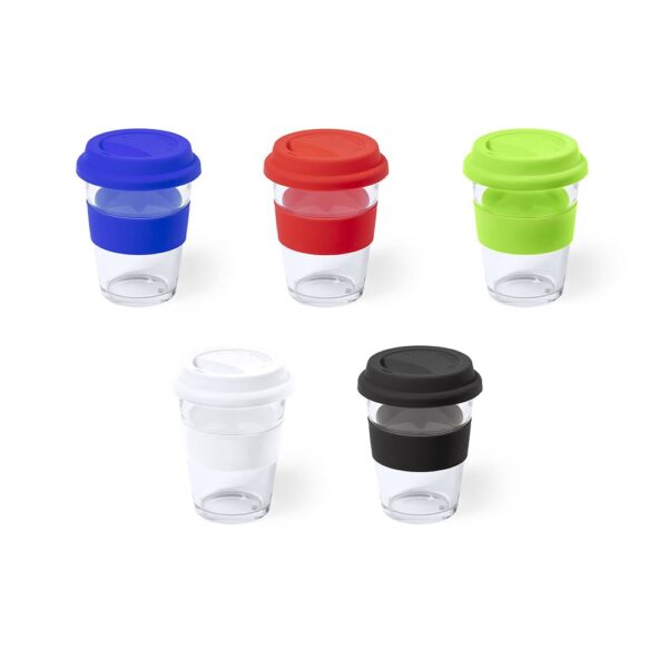 DRACO. Transparentes Glas mit Band und Silikondeckel von 350ml