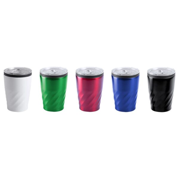 Bicchiere colorato in acciaio inox con coperchio REVATI
