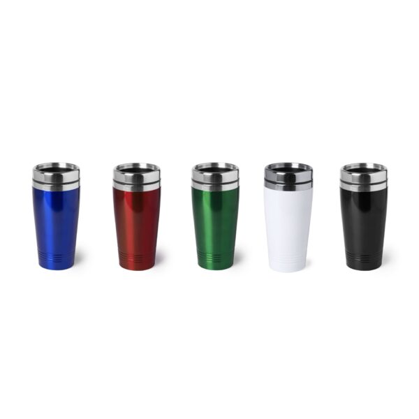 Tasse  métal coloré à double paroi et couvercle DOCO, 450ml