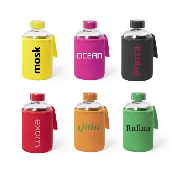 Bottiglia in vetro da 540 ml con custodia colorata FUNI.