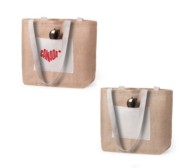 Bolsa de yute con fuelle y bolsillo exterior TATI.