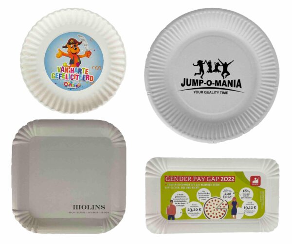 Assiettes en papier personnalisées avec différentes formes