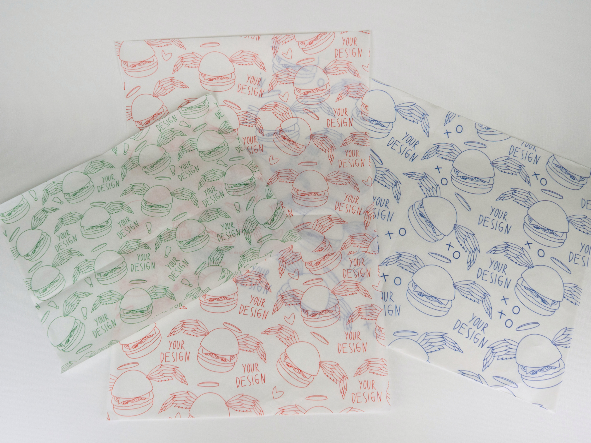 Papel antigrasa blanco personalizado hasta 2 colores